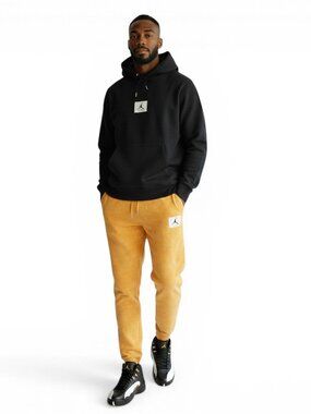 Nike Air Jordan Men's Flight Sweatsuit Statement Fleece Tracksuit Taxi Yellow